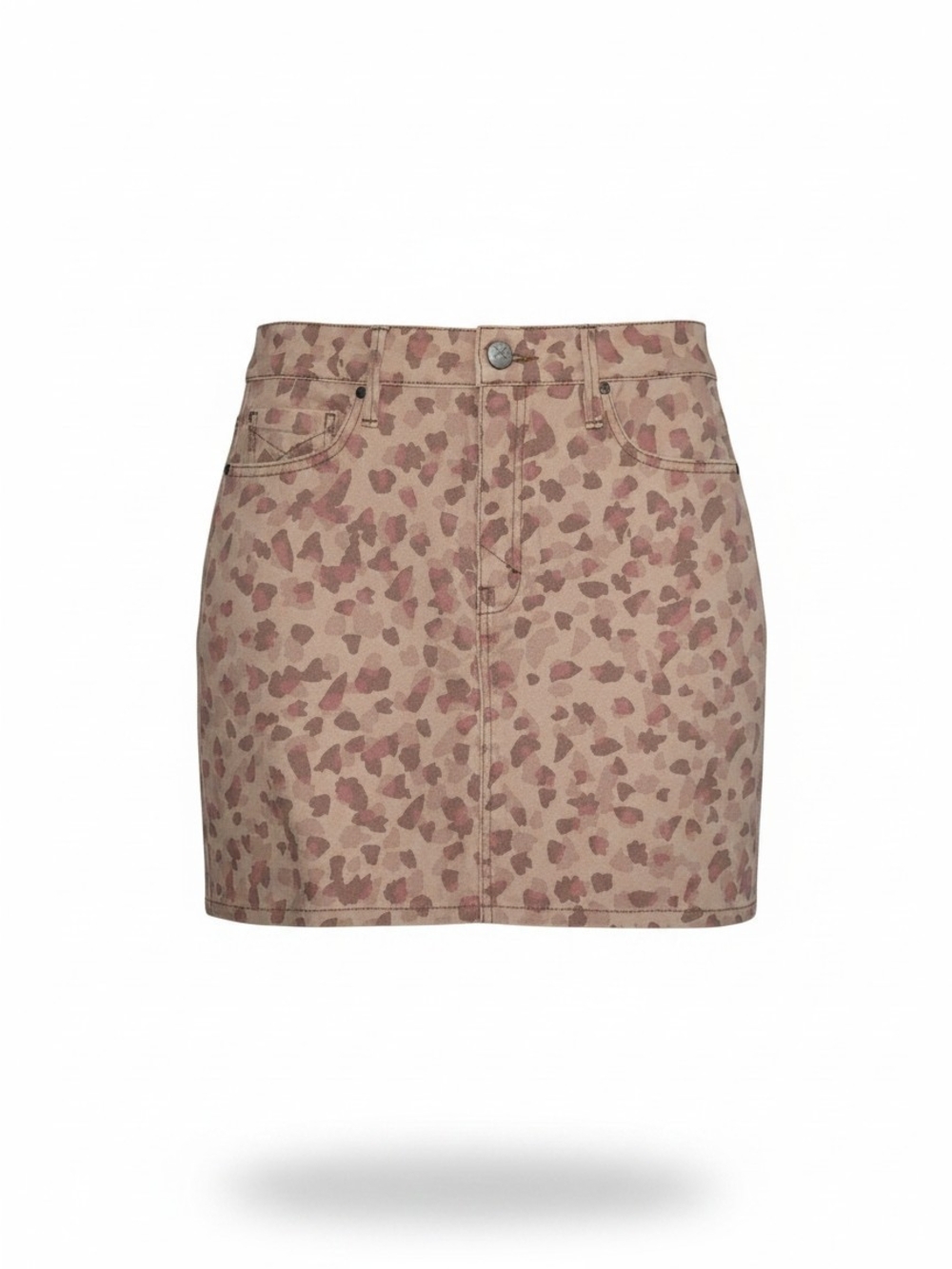 Leopard Print Pink Denim Mini Skirt